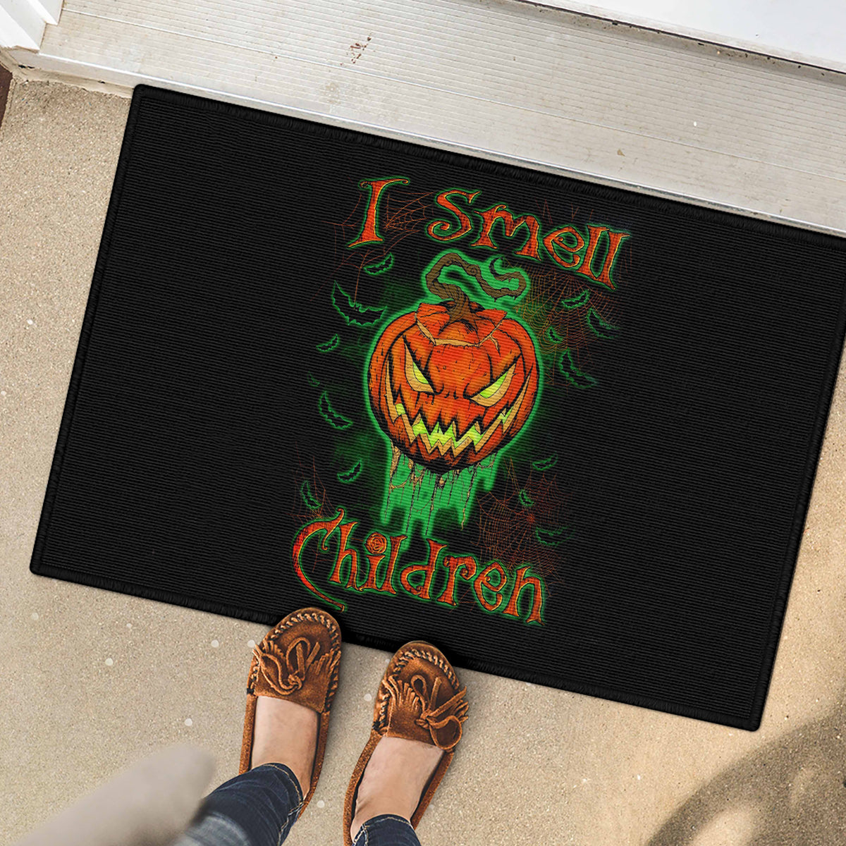 Jack O Lantern Skull Rubber Doormat I Smell Children - Wonder Print Shop