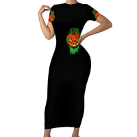 Jack O Lantern Skull Short Sleeve Bodycon Dress I Smell Children - Wonder Print Shop