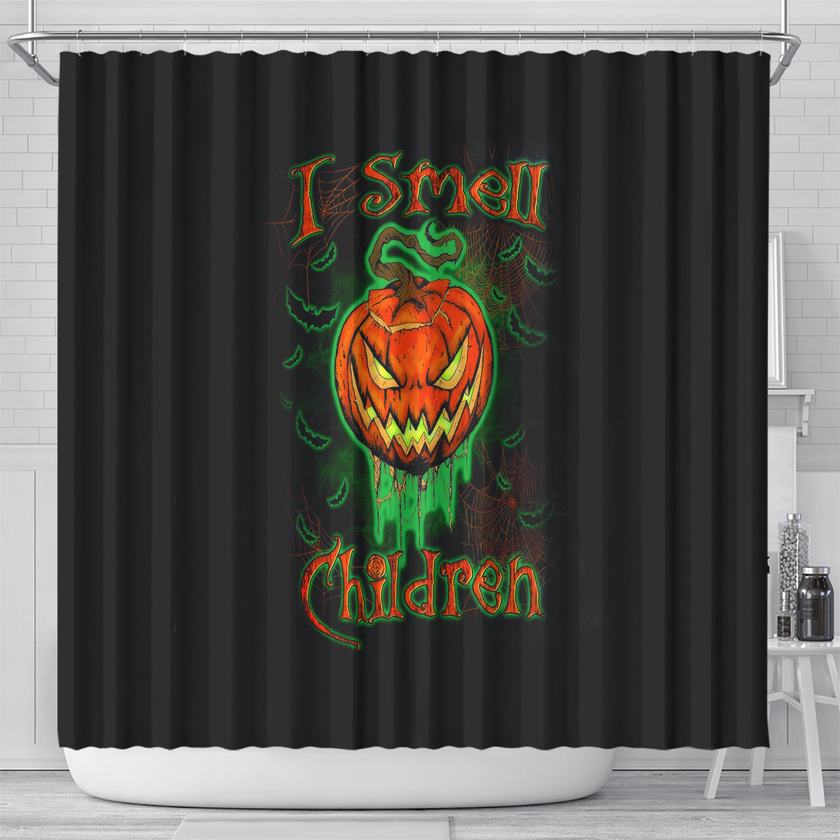 jack-o-lantern-skull-shower-curtain-i-smell-children