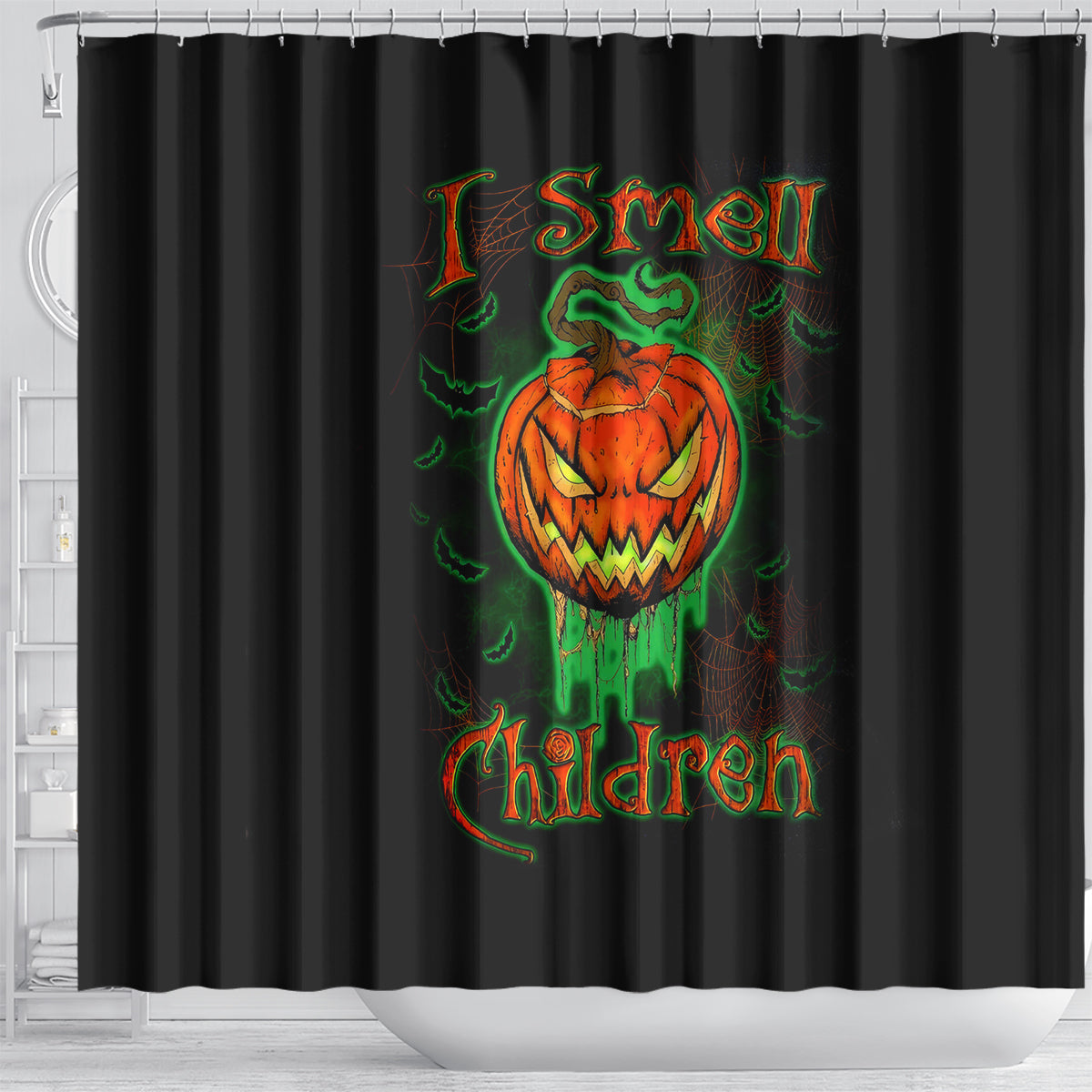 jack-o-lantern-skull-shower-curtain-i-smell-children