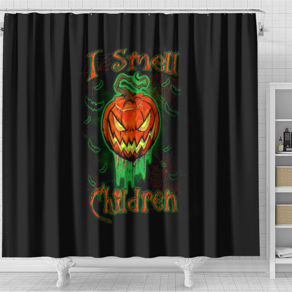 jack-o-lantern-skull-shower-curtain-i-smell-children