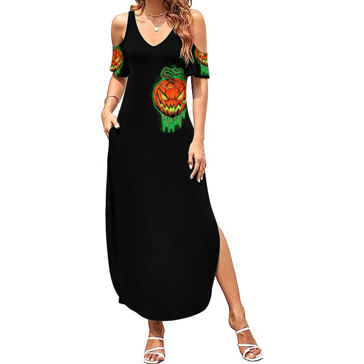 Jack O Lantern Skull Summer Maxi Dress I Smell Children - Wonder Print Shop