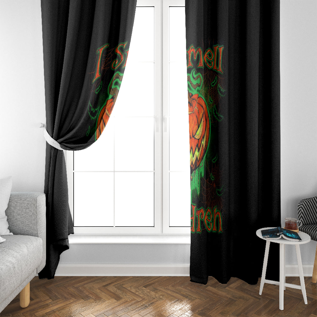 Jack O Lantern Skull Window Curtain I Smell Children - Wonder Print Shop