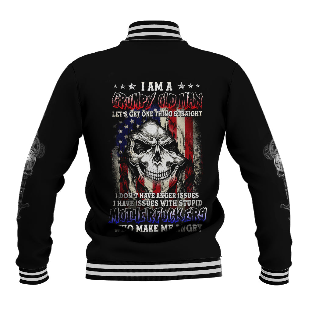 American Skull Baseball Jacket Grumpy Old Man Motherfuckers Who Make Me Angry - Wonder Print Shop
