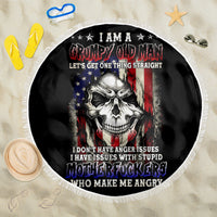 American Skull Beach Blanket Grumpy Old Man Motherfuckers Who Make Me Angry - Wonder Print Shop