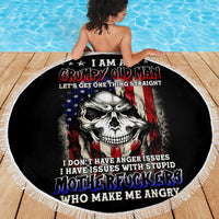 American Skull Beach Blanket Grumpy Old Man Motherfuckers Who Make Me Angry - Wonder Print Shop