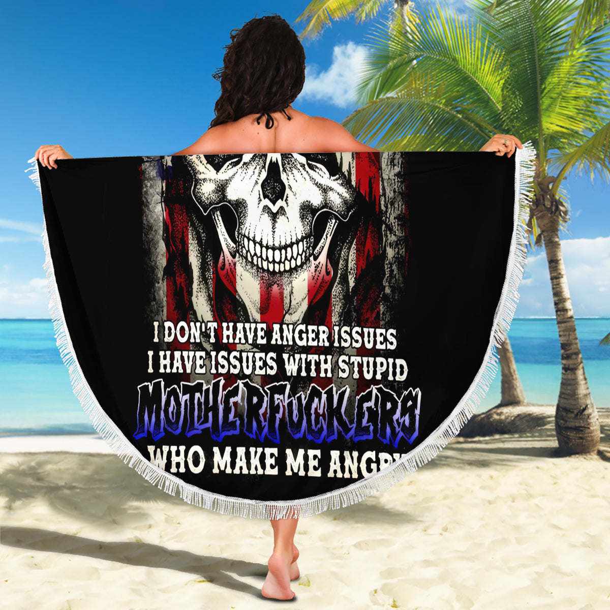 American Skull Beach Blanket Grumpy Old Man Motherfuckers Who Make Me Angry - Wonder Print Shop