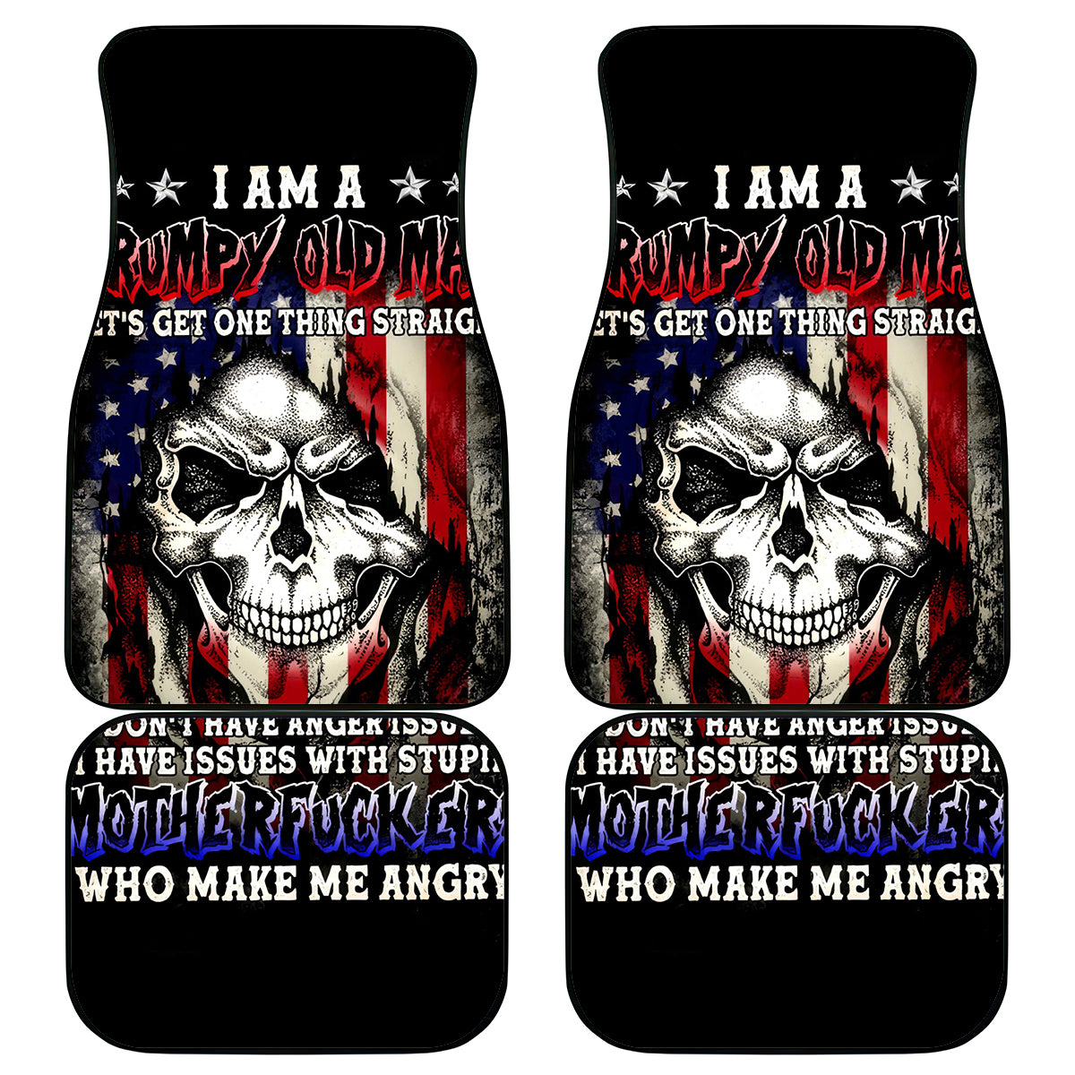 American Skull Car Mats Grumpy Old Man Motherfuckers Who Make Me Angry - Wonder Print Shop