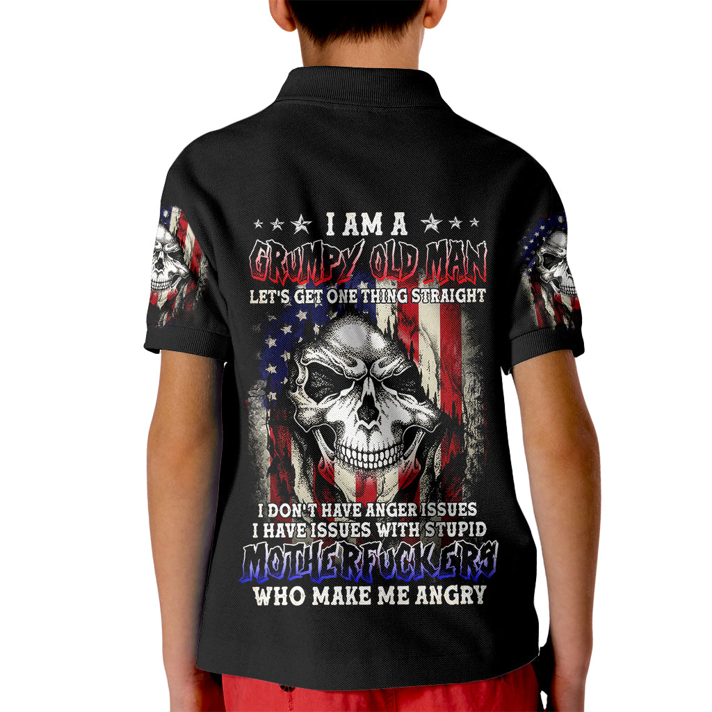 American Skull Kid Polo Shirt Grumpy Old Man Motherfuckers Who Make Me Angry - Wonder Print Shop