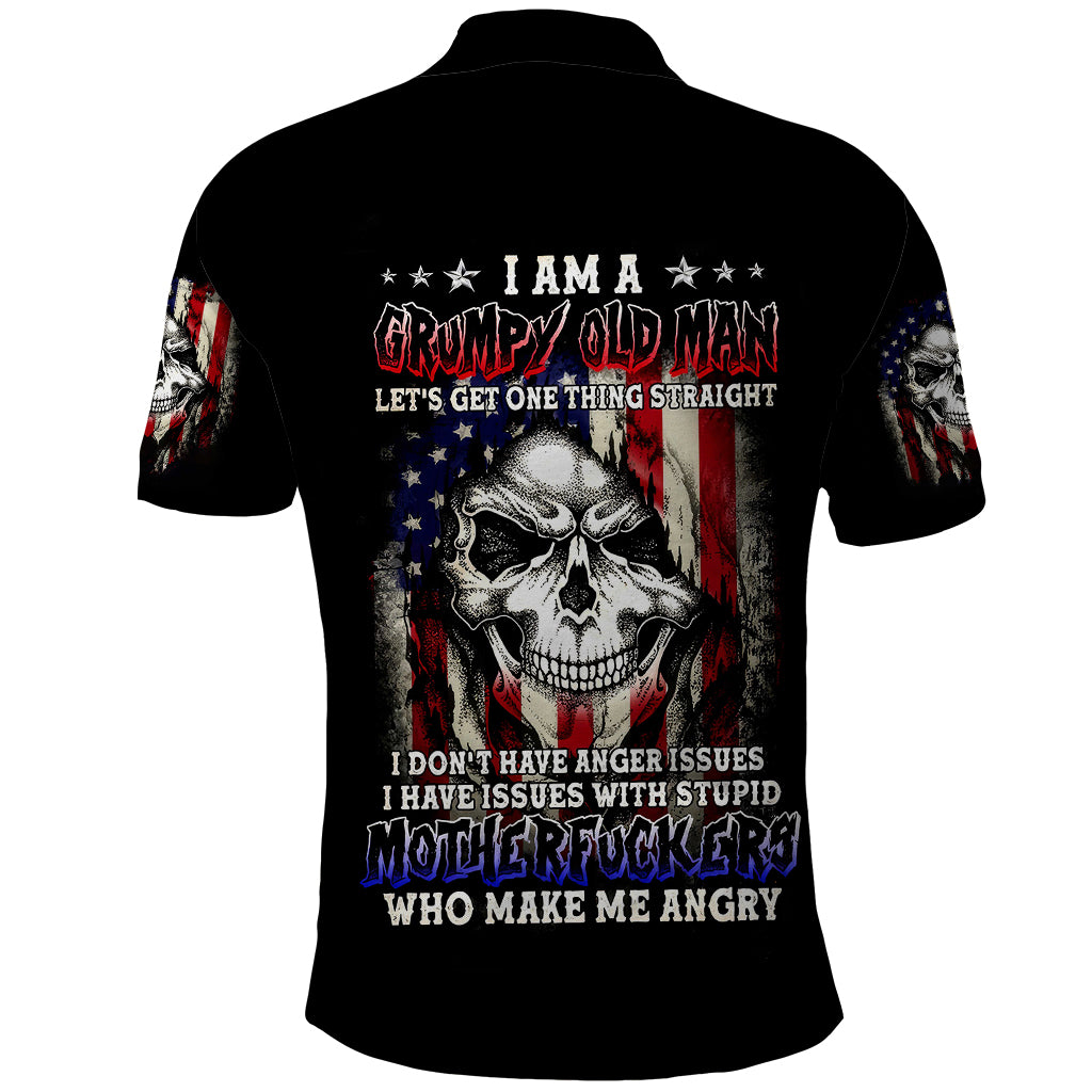 American Skull Polo Shirt Grumpy Old Man Motherfuckers Who Make Me Angry - Wonder Print Shop