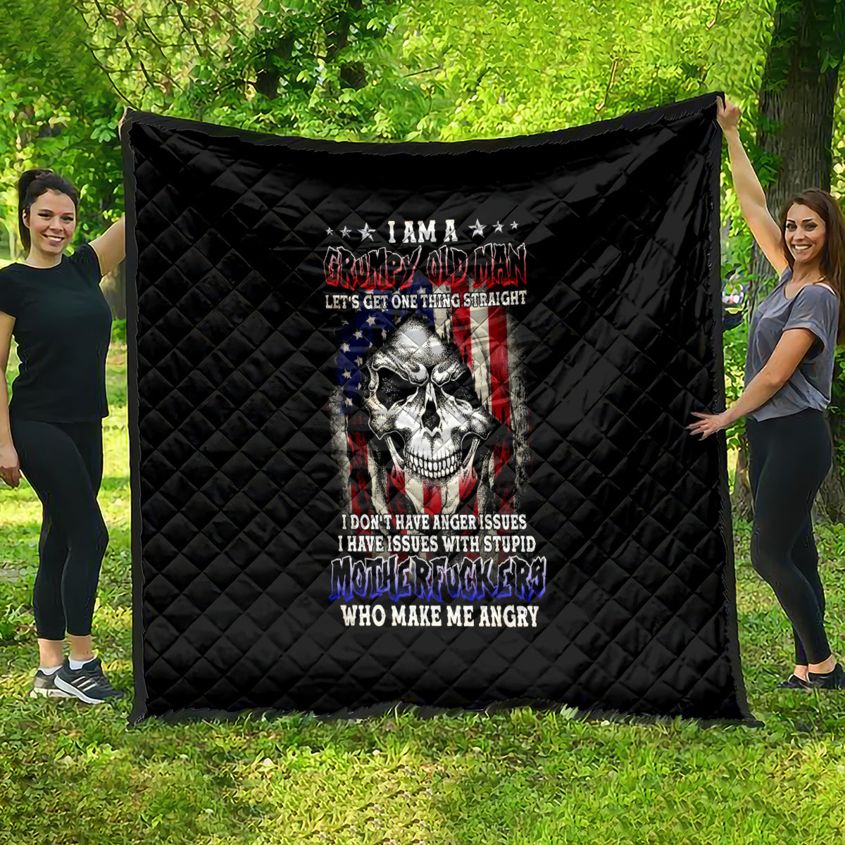 American Skull Quilt Grumpy Old Man Motherfuckers Who Make Me Angry - Wonder Print Shop