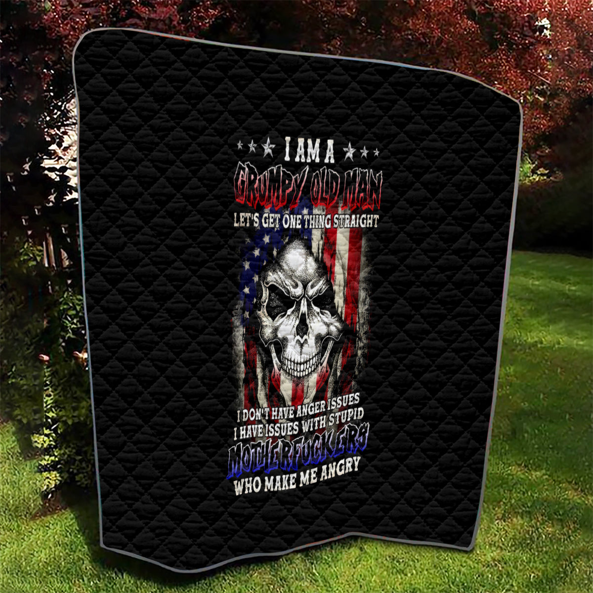 American Skull Quilt Grumpy Old Man Motherfuckers Who Make Me Angry - Wonder Print Shop