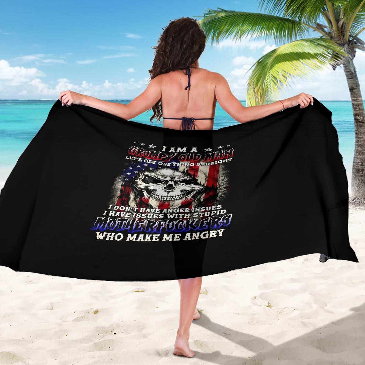 American Skull Sarong Grumpy Old Man Motherfuckers Who Make Me Angry - Wonder Print Shop