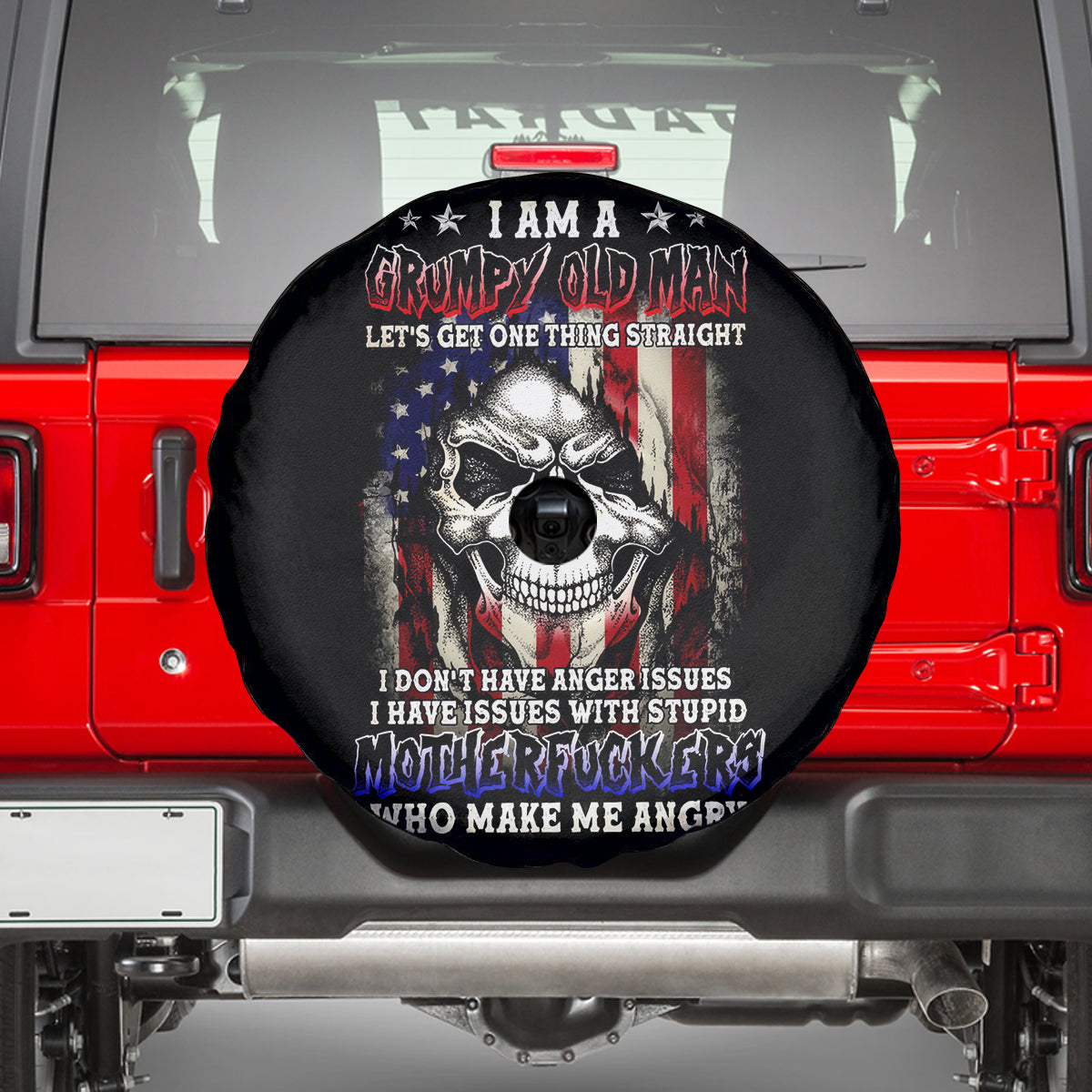 American Skull Spare Tire Cover Grumpy Old Man Motherfuckers Who Make Me Angry - Wonder Print Shop