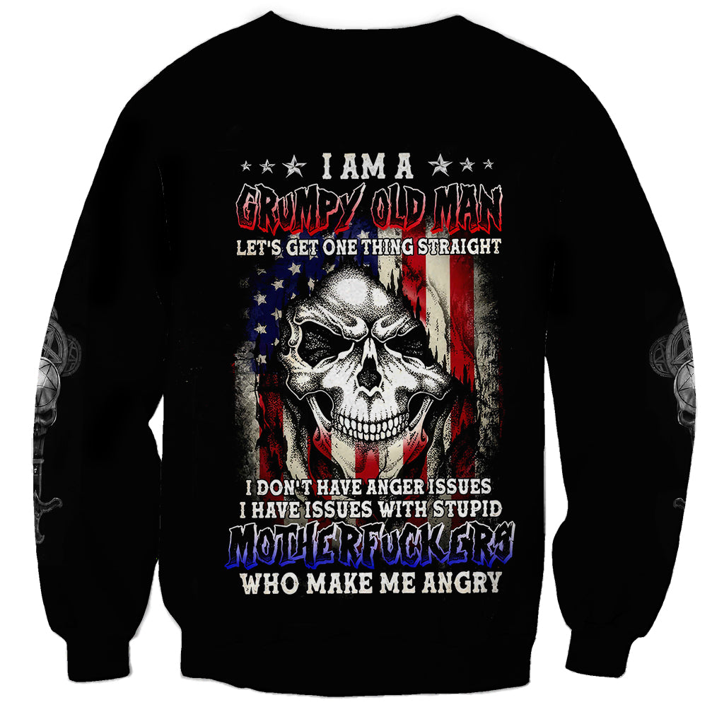 American Skull Sweatshirt Grumpy Old Man Motherfuckers Who Make Me Angry - Wonder Print Shop