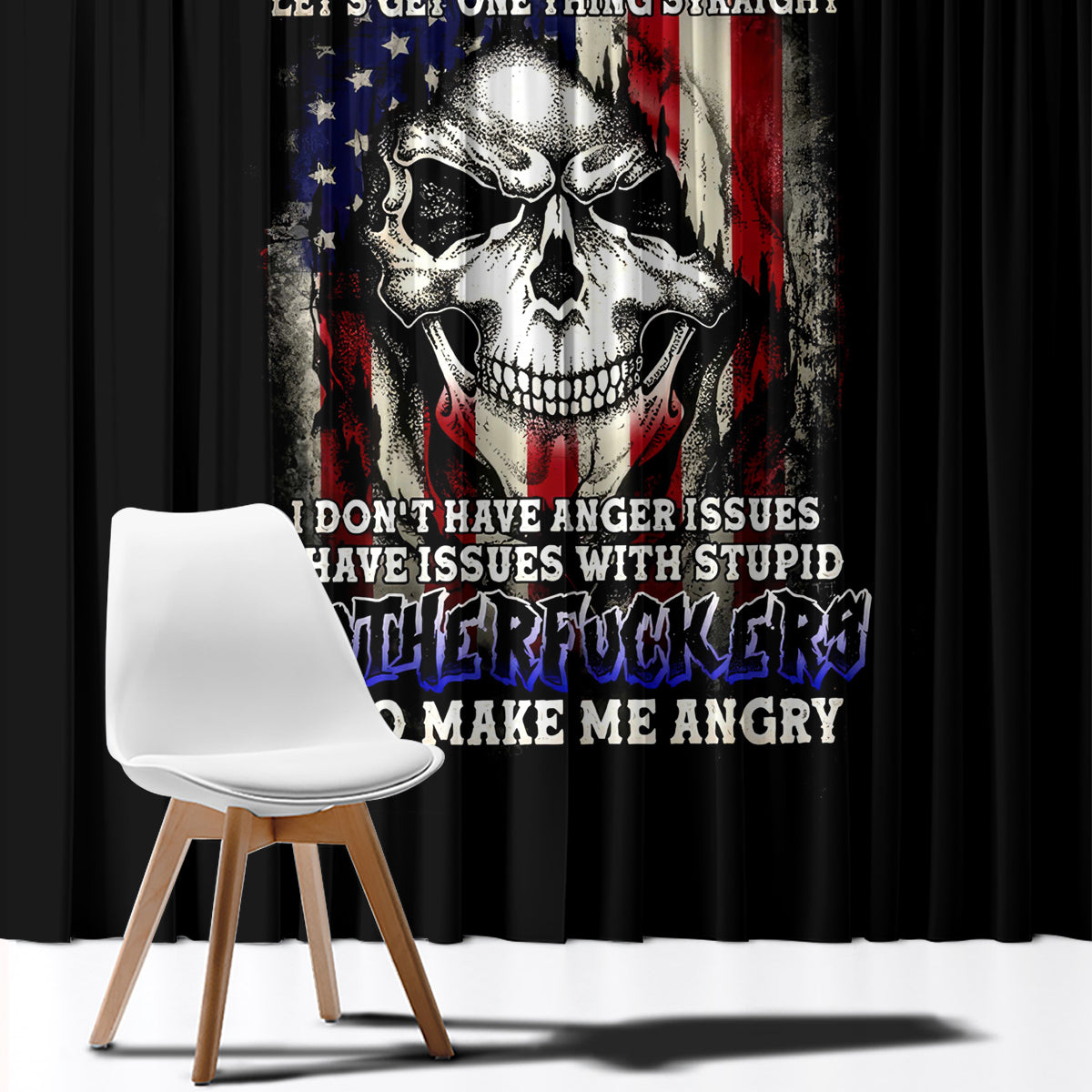 American Skull Window Curtain Grumpy Old Man Motherfuckers Who Make Me Angry - Wonder Print Shop