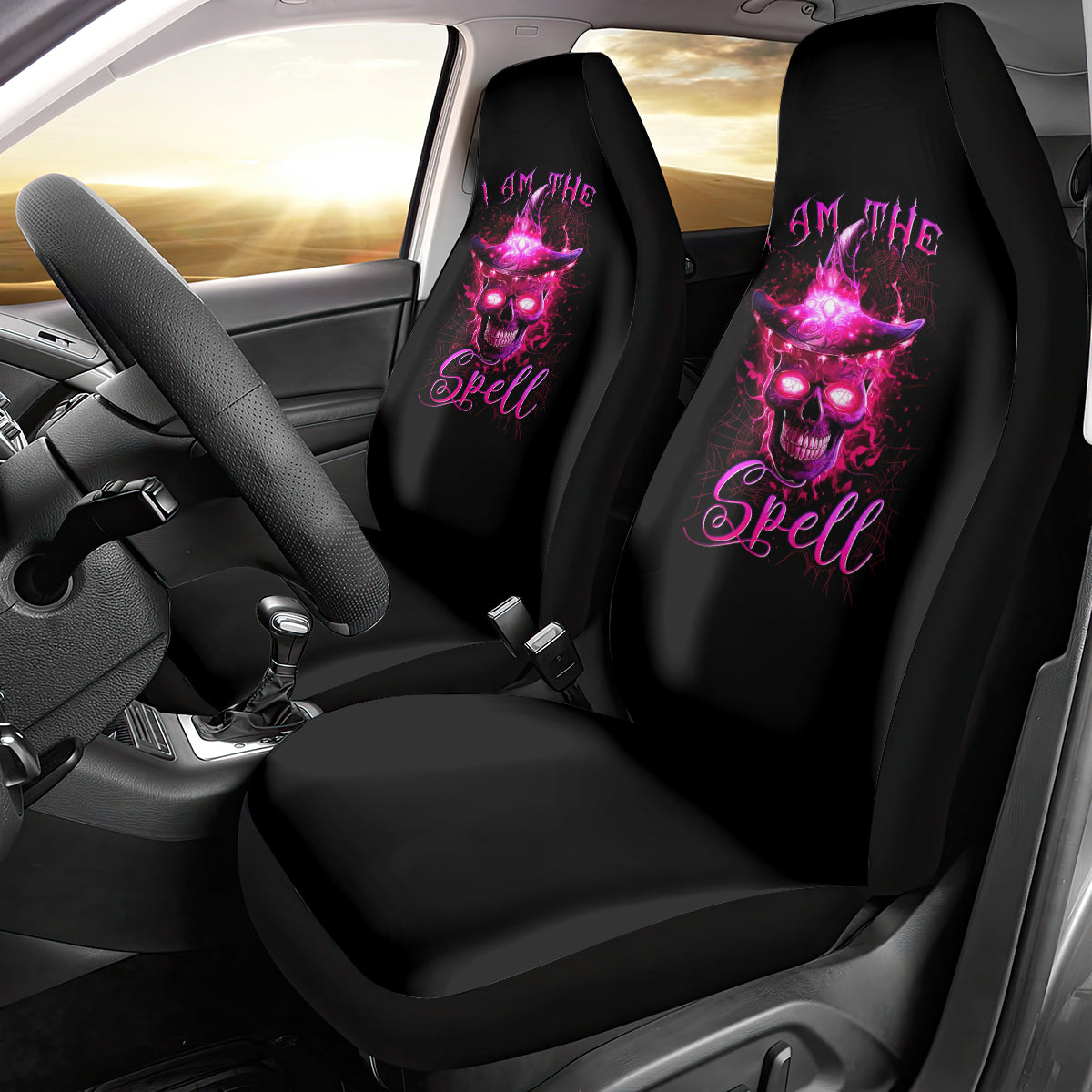 Witch Skull Car Seat Cover Iam The Spell - Wonder Print Shop