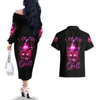 Witch Skull Couples Matching Off The Shoulder Long Sleeve Dress and Hawaiian Shirt Iam The Spell - Wonder Print Shop