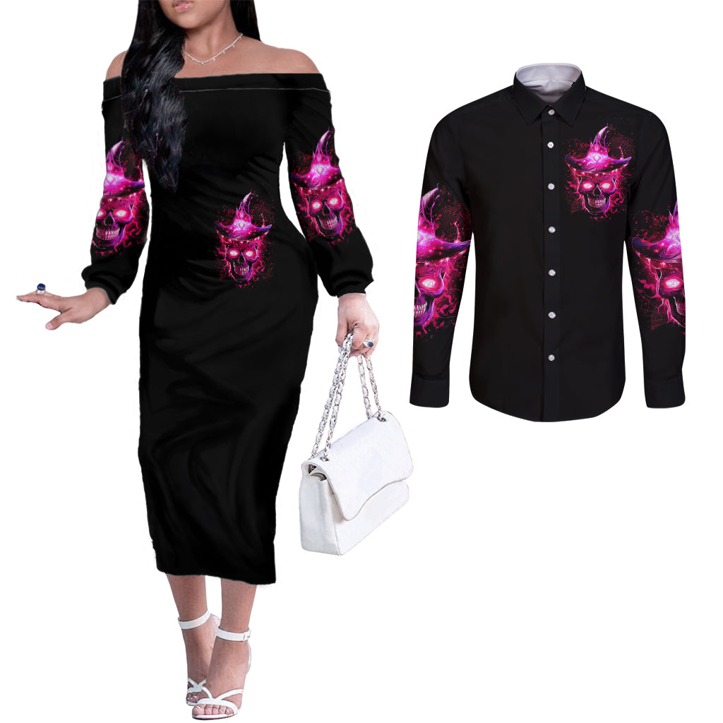witch-skull-couples-matching-off-the-shoulder-long-sleeve-dress-and-long-sleeve-button-shirts-iam-the-spell