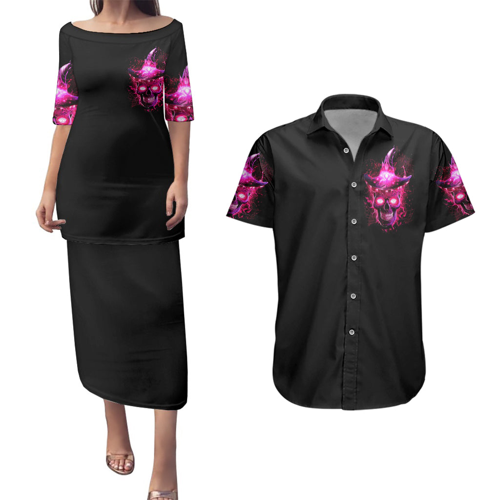 Witch Skull Couples Matching Puletasi Dress and Hawaiian Shirt Iam The Spell - Wonder Print Shop
