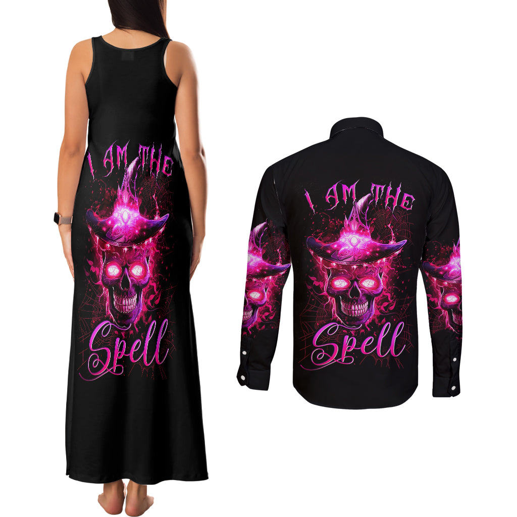 Witch Skull Couples Matching Tank Maxi Dress and Long Sleeve Button Shirts Iam The Spell - Wonder Print Shop