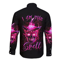 Witch Skull Long Sleeve Button Shirt Iam The Spell - Wonder Print Shop