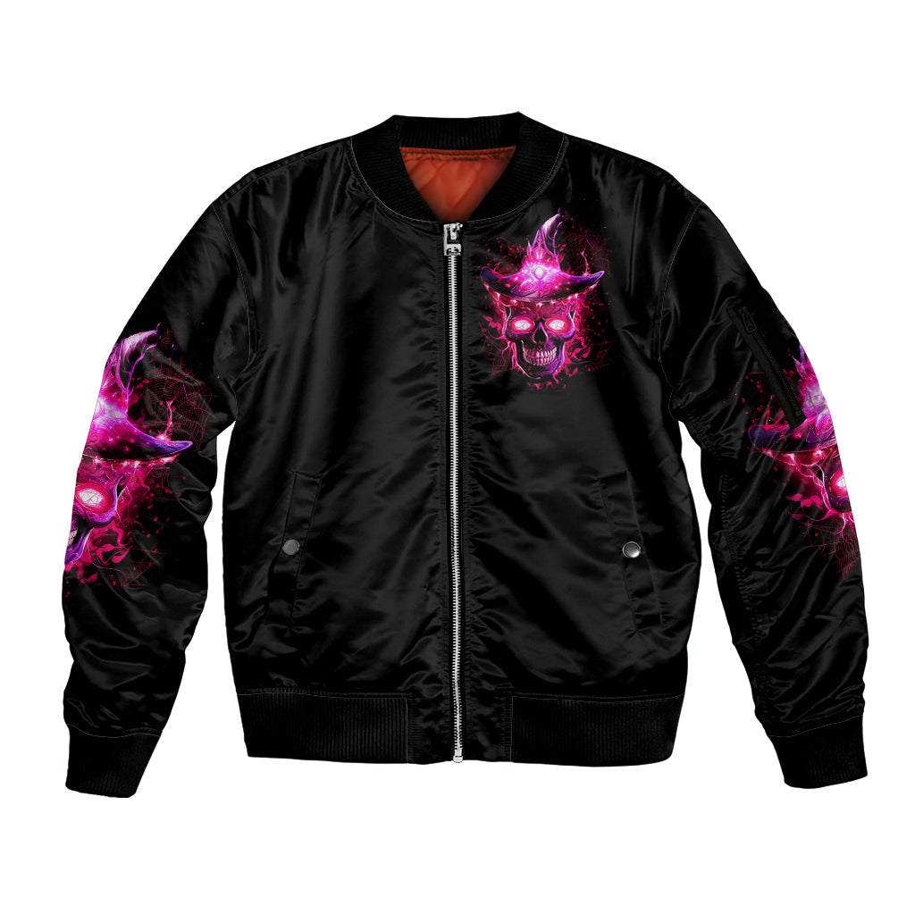 Witch Skull Sleeve Zip Bomber Jacket Iam The Spell - Wonder Print Shop