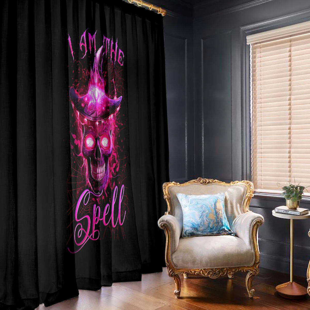Witch Skull Window Curtain Iam The Spell - Wonder Print Shop