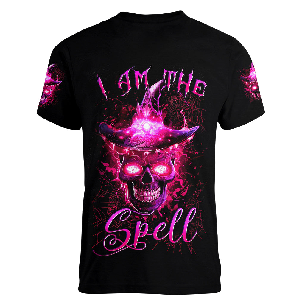 Witch Skull Women V Neck T Shirt Iam The Spell - Wonder Print Shop