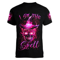 Witch Skull Women V Neck T Shirt Iam The Spell - Wonder Print Shop