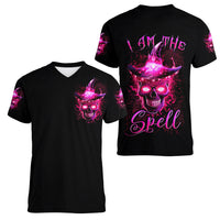 Witch Skull Women V Neck T Shirt Iam The Spell - Wonder Print Shop