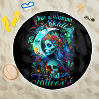 Fairy Skull Beach Blanket Just The Woman Who Loves Skull And Tattoo - Wonder Print Shop