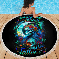 Fairy Skull Beach Blanket Just The Woman Who Loves Skull And Tattoo - Wonder Print Shop