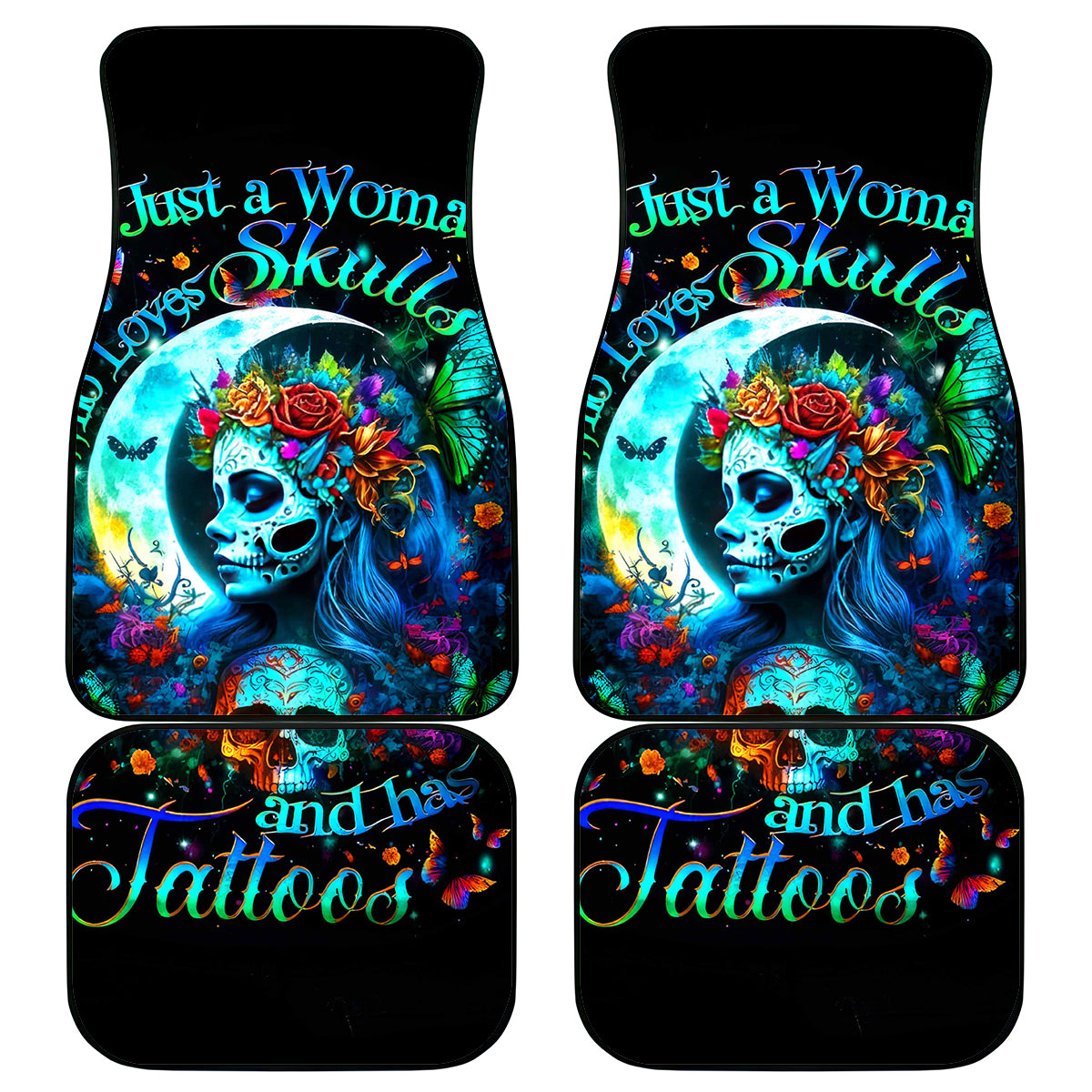Fairy Skull Car Mats Just The Woman Who Loves Skull And Tattoo - Wonder Print Shop