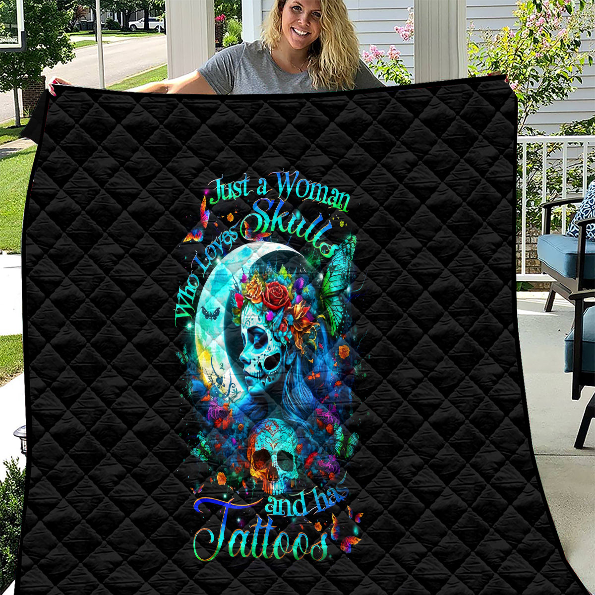 Fairy Skull Quilt Just The Woman Who Loves Skull And Tattoo - Wonder Print Shop