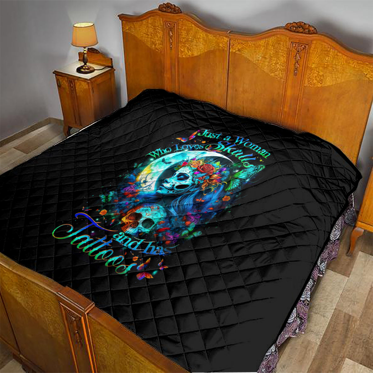 Fairy Skull Quilt Just The Woman Who Loves Skull And Tattoo - Wonder Print Shop