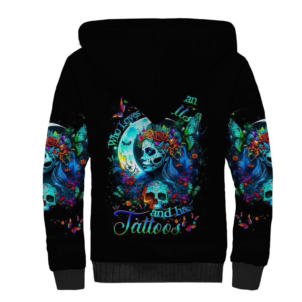 Fairy Skull Sherpa Hoodie Just The Woman Who Loves Skull And Tattoo - Wonder Print Shop