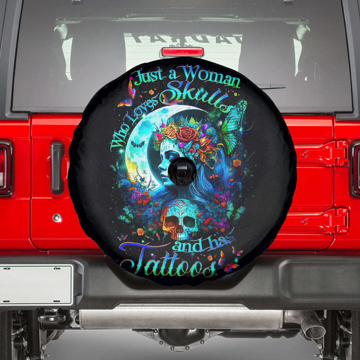 Fairy Skull Spare Tire Cover Just The Woman Who Loves Skull And Tattoo - Wonder Print Shop