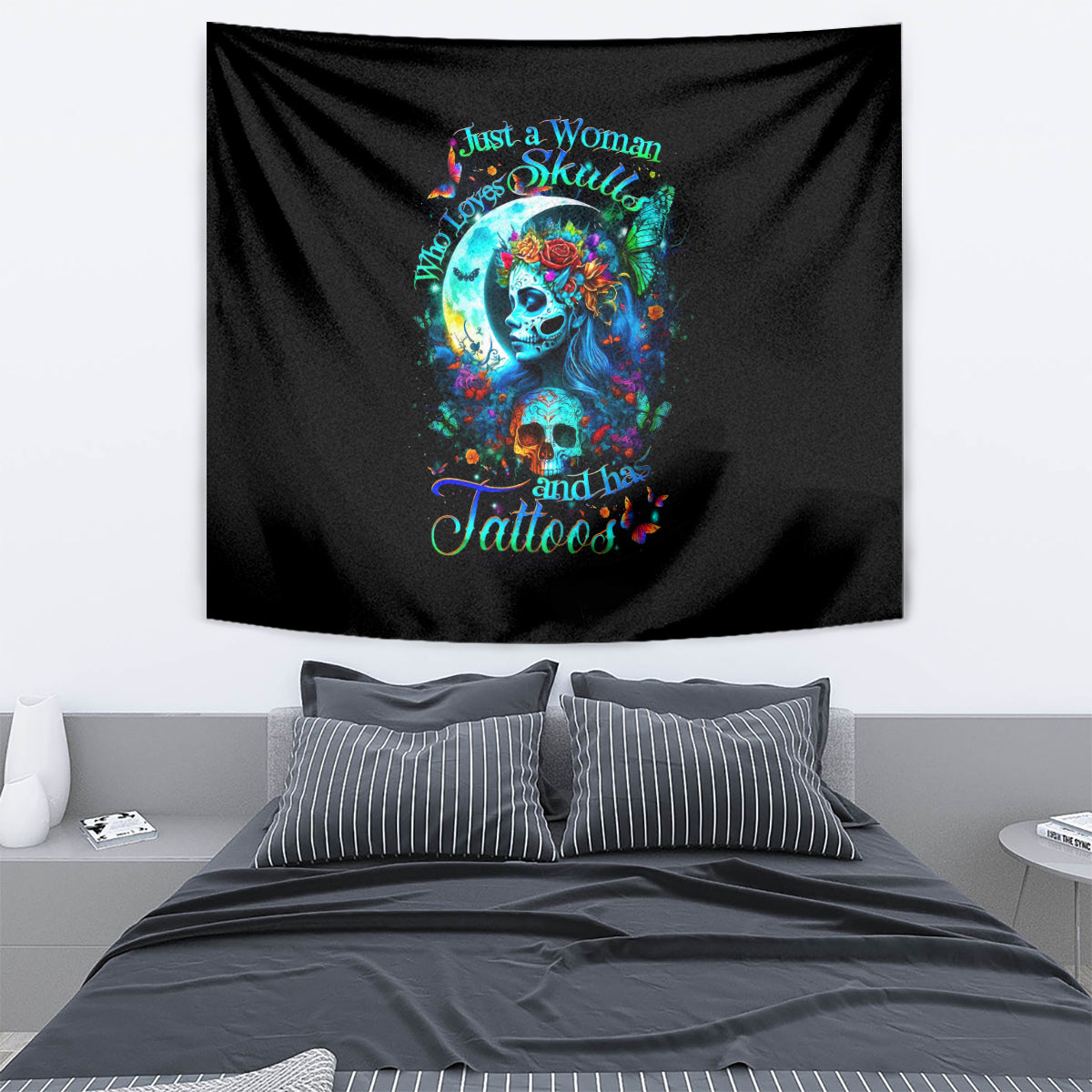Fairy Skull Tapestry Just The Woman Who Loves Skull And Tattoo - Wonder Print Shop