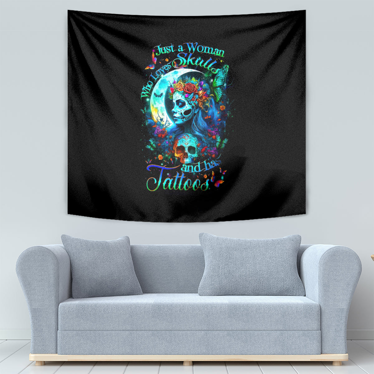 Fairy Skull Tapestry Just The Woman Who Loves Skull And Tattoo - Wonder Print Shop