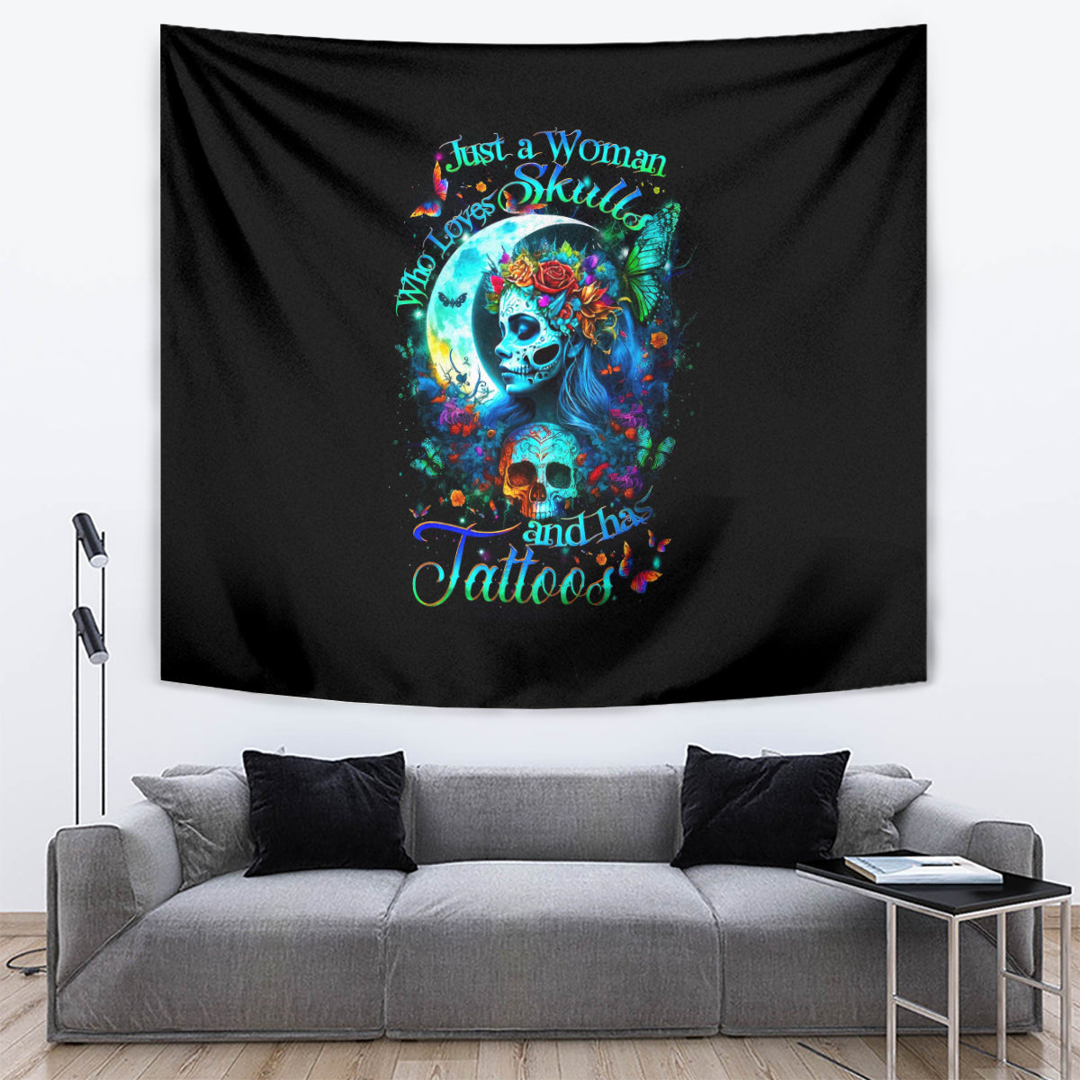 Fairy Skull Tapestry Just The Woman Who Loves Skull And Tattoo - Wonder Print Shop