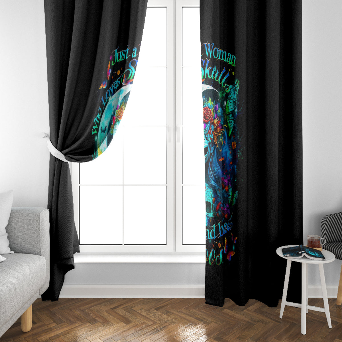Fairy Skull Window Curtain Just The Woman Who Loves Skull And Tattoo - Wonder Print Shop