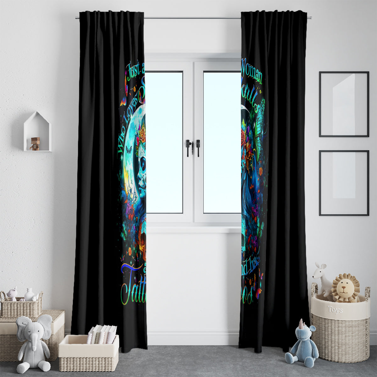 Fairy Skull Window Curtain Just The Woman Who Loves Skull And Tattoo - Wonder Print Shop