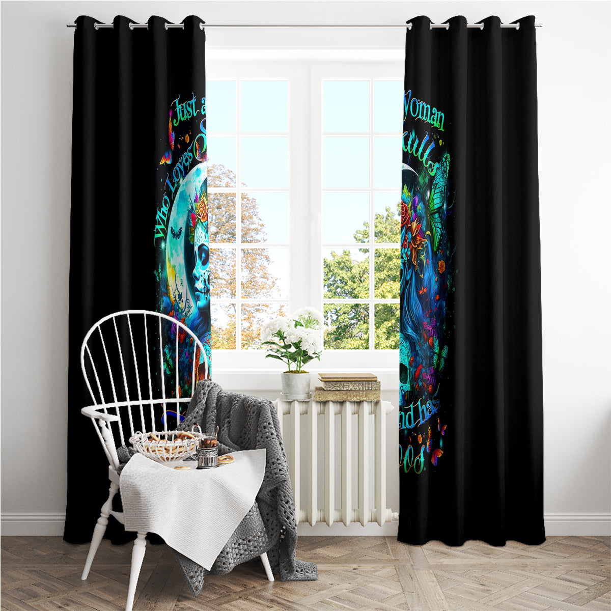 Fairy Skull Window Curtain Just The Woman Who Loves Skull And Tattoo - Wonder Print Shop