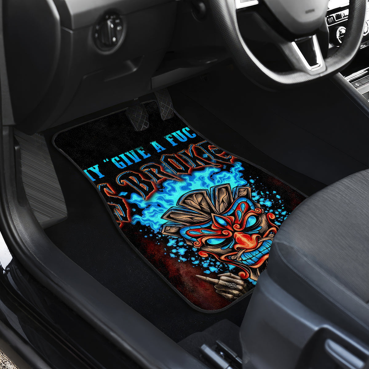 Tiki Skull Car Mats I Give A Fuck Is Broken But My Go Fuck Yourself - Wonder Print Shop