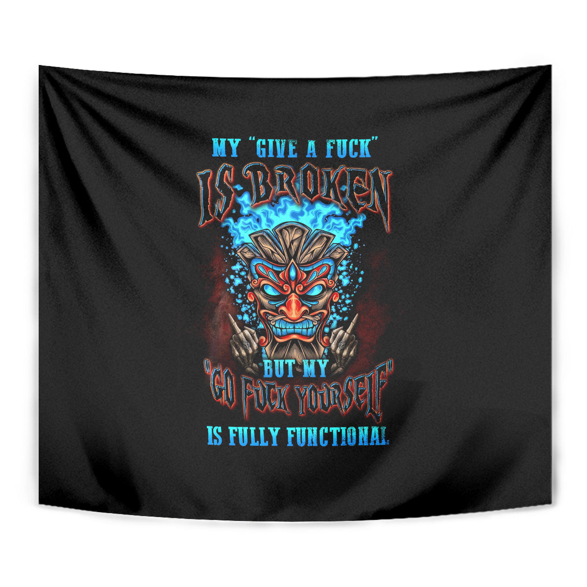 Tiki Skull Tapestry I Give A Fuck Is Broken But My Go Fuck Yourself - Wonder Print Shop