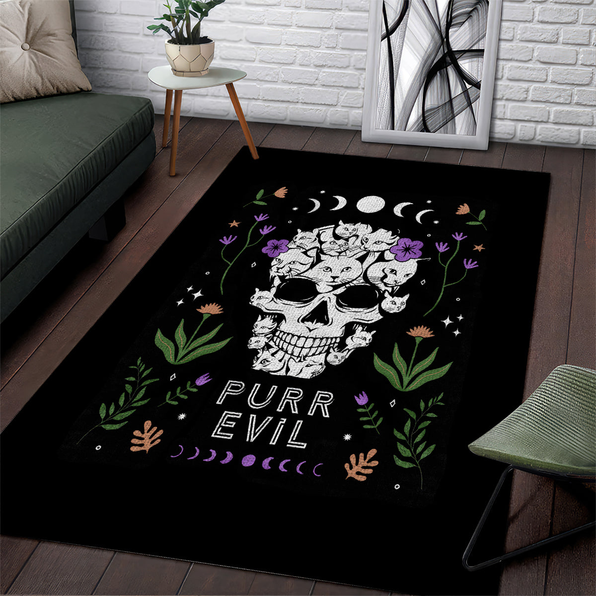 Cat Skull Area Rug Purr Evill - Wonder Print Shop