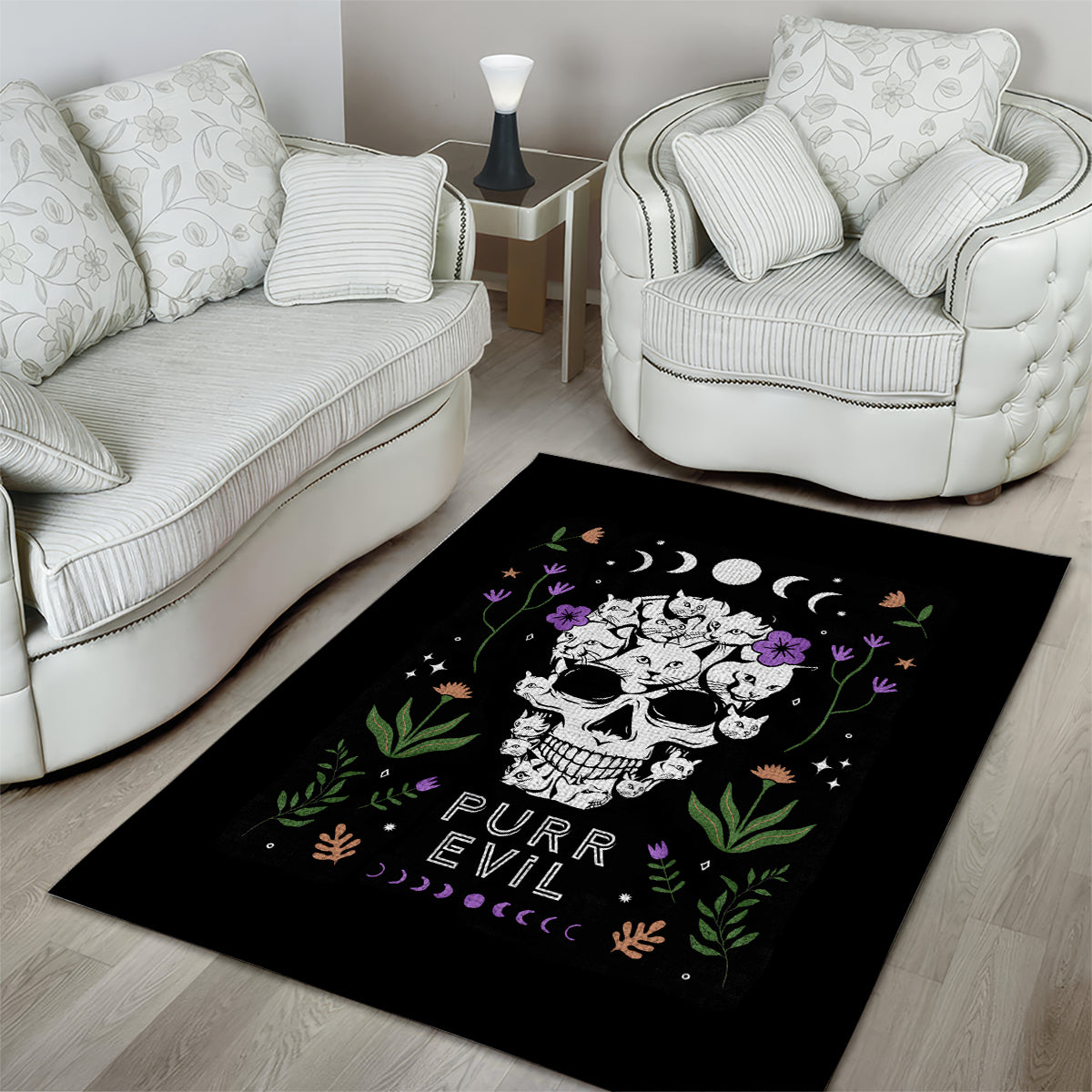 Cat Skull Area Rug Purr Evill - Wonder Print Shop