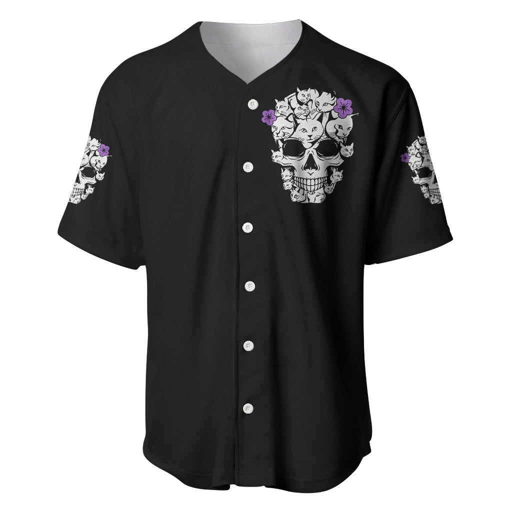 Cat Skull Baseball Jersey Purr Evill - Wonder Print Shop