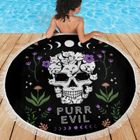 Cat Skull Beach Blanket Purr Evill - Wonder Print Shop